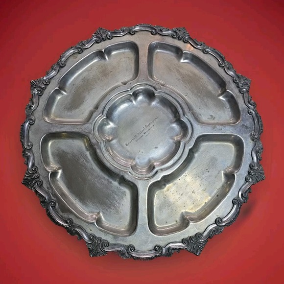 1966 Silver Soldered Platter Tray Keneseth Israel Synagogue Spokane WA‎ Judaica
